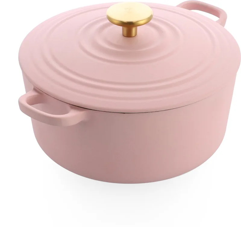 Bourgogne Braadpan 24cm - 4.2l - Zonder PFAS-vrije antikleeflaag - Braadpan inductie - Ovenbestendig tot 230°C - Geëmailleerde gietijzer - Blush Pink by BK in Blush_pink – product photo