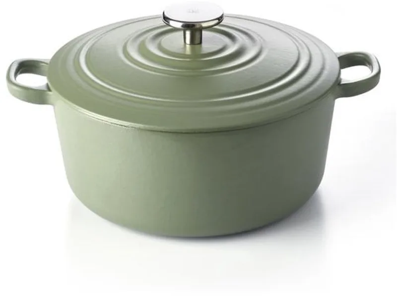 Bourgogne Braadpan - 28CM - Groen - Gietijzer - Inductie de BK en Vert – photo produit