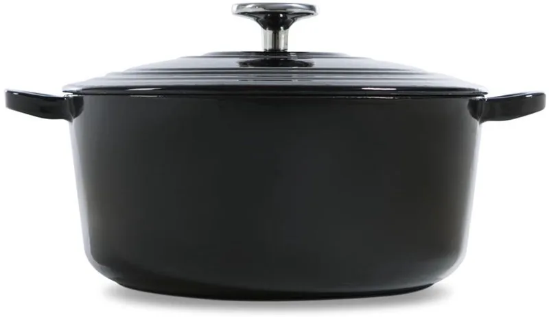 Bourgogne Braadpan Gietijzer 20cm/2.5l - inductie braadpan - gietijzeren braadpan - ovenbestendig tot 230 graden - deksel met druipringen - wit geëmailleerde binnenkant - Zwart by BK in Jetblack – product photo