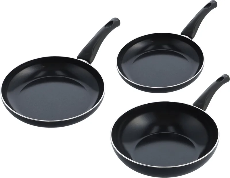Brilliant 3-delige pannenset - Koekenpannenset 24/28cm + Wokpan 28cm - PFAS-vrije antikleeflaag - Geschikt voor inductie - Keramische pannen - Koudgrepen - Ovenbestendig - Vaatwasserbestendig - Zwart by BK in Black – product photo