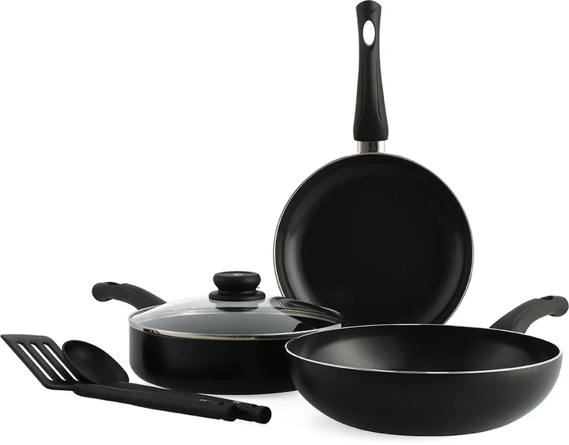 Brilliant Pannenset 5-delig - 20/24/28cm - 2.65/3.7L - PFAS-vrije antikleeflaag - Pannenset inductie - Keramische pan - Ovenbestendig tot 160°C - Hapjespan 28cm met deksel - Koudgrepen - Zwart von BK in Schwarz – Produktfoto