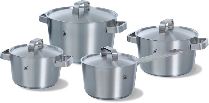 Conical+ pannenset - 4 Kookpannen - Met Deksels von BK in Silber – Produktfoto