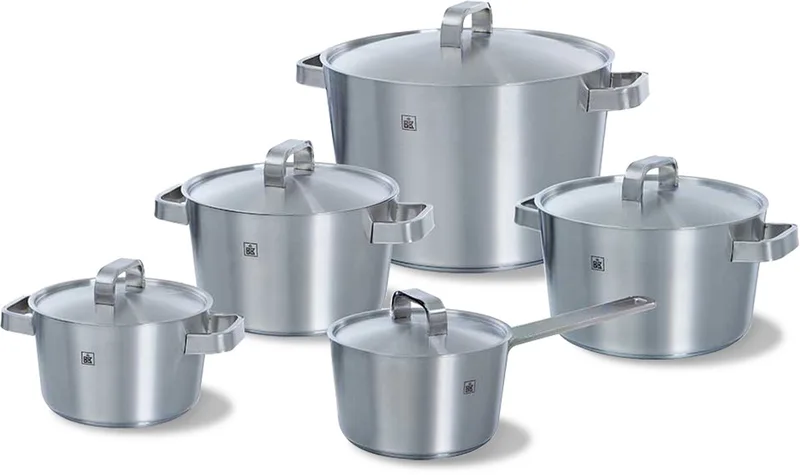 Conical+ pannenset - 5 Kookpannen - Met Deksels by BK in Silver_colored_matt – product photo