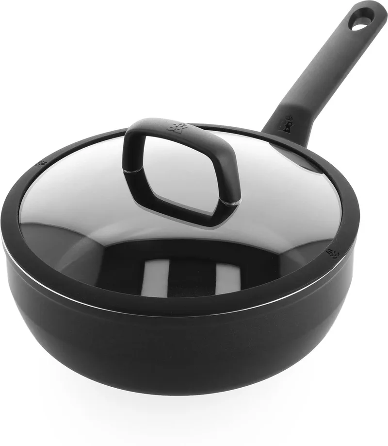 Easy Induction Hapjespan 24cm - 3.4L - PFAS-vrije antikleeflaag - Hapjespan inductie - Keramische hapjespan - Ovenbestendig tot 160°C - Koudgrepen - Met glazen deksel - Zwart von BK in Schwarz – Produktfoto