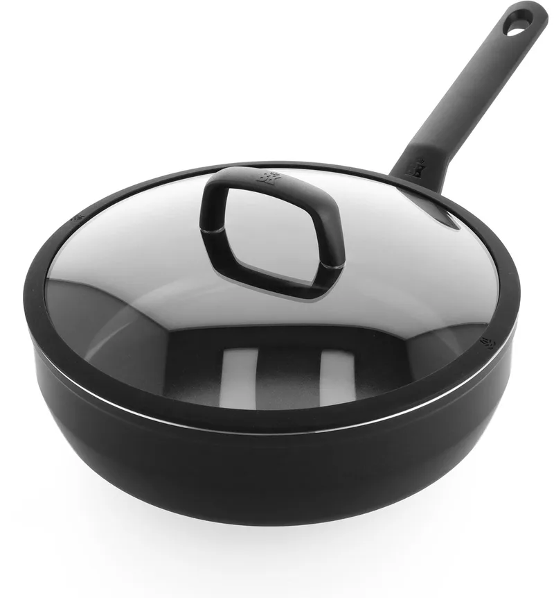 Easy Induction Hapjespan 28cm met deksel - 4.6L - PFAS-vrije antikleeflaag - Hapjespan inductie - Keramische hapjespan - Ovenbestendig tot 160°C - Koudgrepen - Met glazen deksel - Zwart von BK in Schwarz – Produktfoto