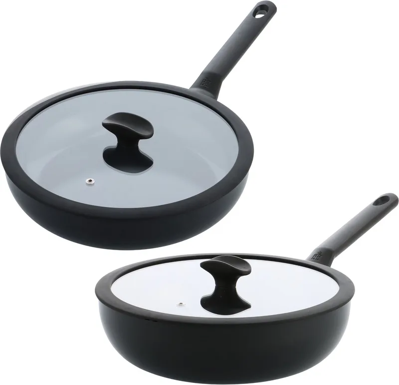 Enjoy Hapjespan 28cm met deksel - 4.2L - PFAS-vrije antikleeflaag – Pannenset inductie – Keramische pan - Ovenbestendig tot 160° - Koudgrepen - Met glazen deksel - Zwart de BK en Noir – photo produit