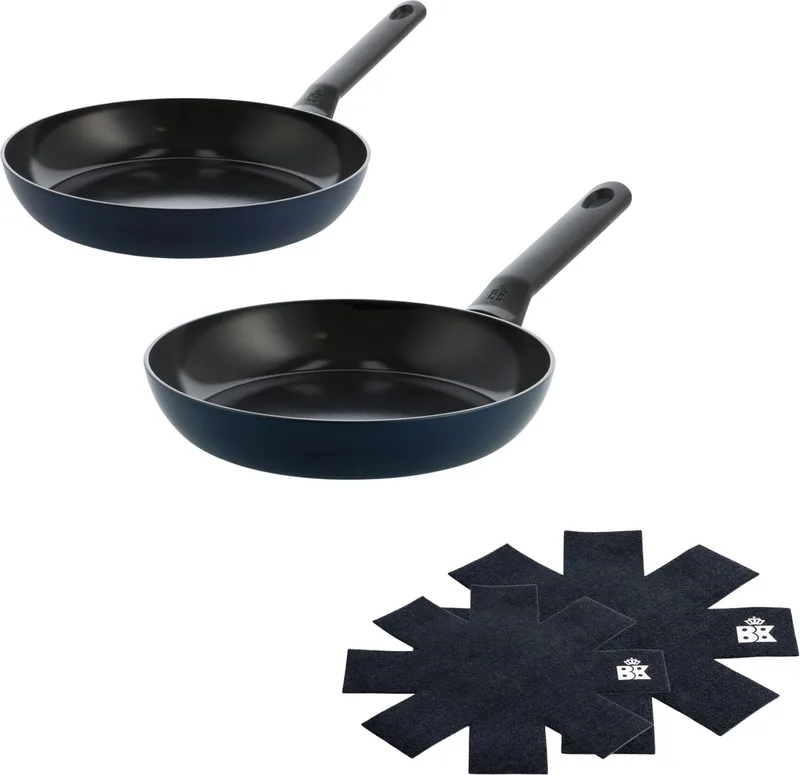 Enjoy Koekenpannenset 2-delig - 24/28cm - PFAS-vrije antikleeflaag - Pannenset inductie - Keramische pan - Ovenbestendig tot 160°C - Koudgrepen by BK in Oxford blue – product photo