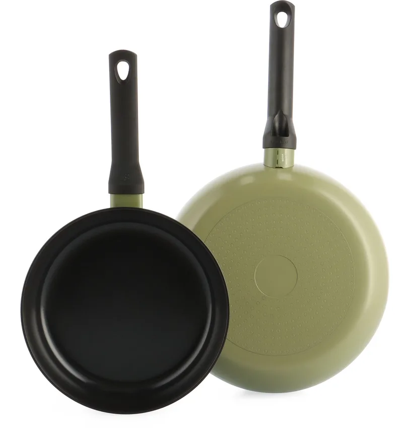 Enjoy Koekenpannenset 2-delig - PFAS-vrije antikleeflaag - Pannenset inductie - Keramische pan - Ovenbestendig tot 160°C - Koudgrepen - Olijfgroen van BK in Olive_green – productfoto