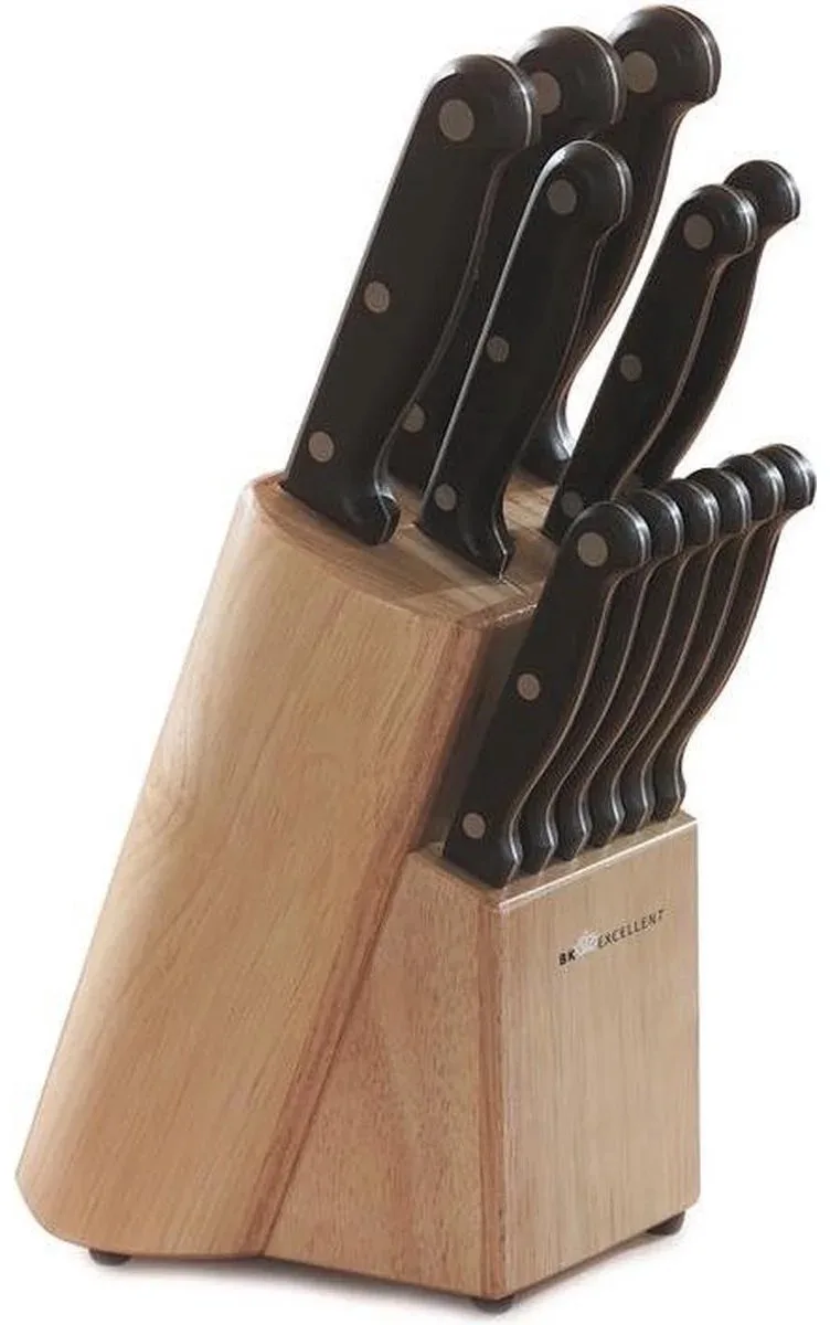 Excellent Messenblok - 13-delig - messen + blok von BK in Hout, Schwarz – Produktfoto