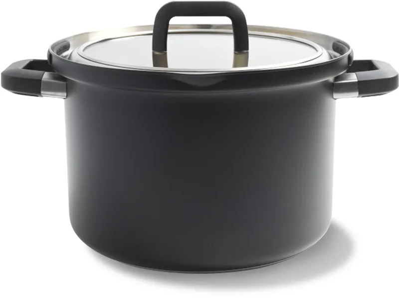 Flow Cool Soeppan 24cm - 6,5L - RVS kookpan - Inductie kookpan - Ovenbestendig tot 160°C - Koudgreep - Met deksel - Zwart by BK in Black – product photo