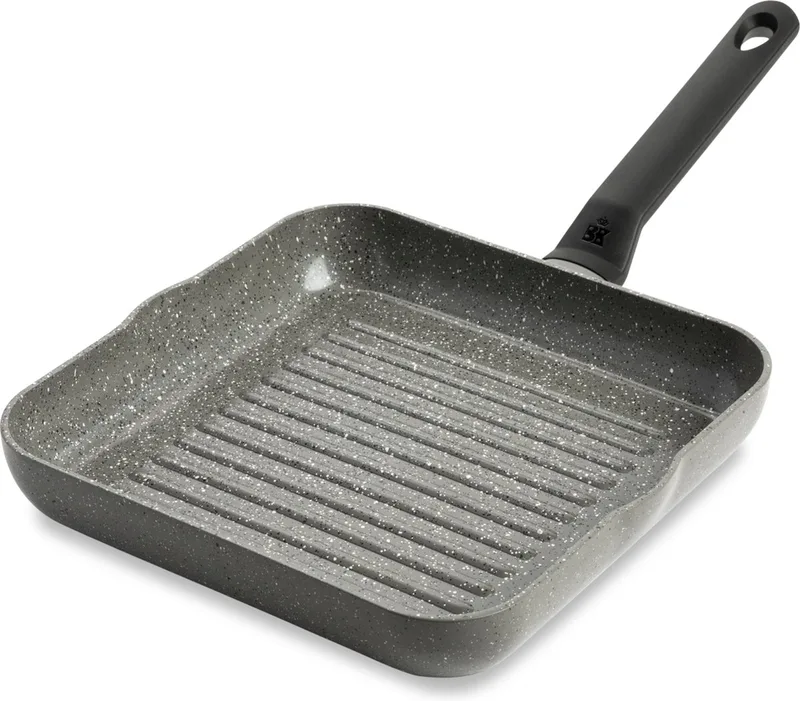 Granite Ceramic keramische grillpan 26x26 cm – inductie grillpan – zonder deksel – ovenbestendig tot 160°C – koudgreep – PFAS‑vrij – Grijs by BK in Grey – product photo
