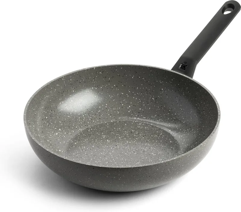 Granite Ceramic keramische wokpan 28cm - 3.7l - inductie wokpan - zonder deksel - ovenbestendig tot 160 graden - koudgreep - PFAS-vrij - Grijs de BK en Gris – photo produit