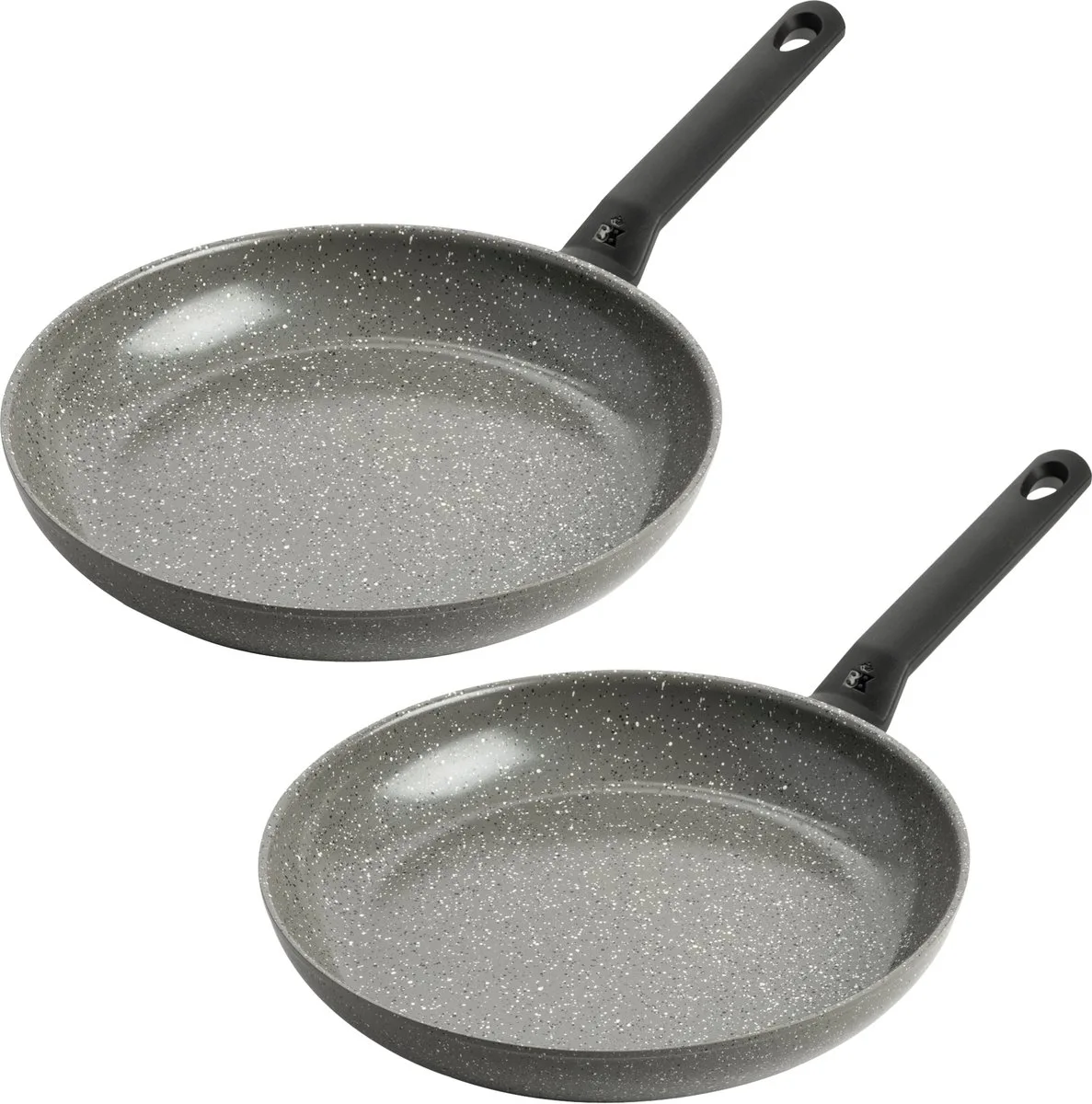 Granite Ceramic Koekenpannenset 2‑delig – 28/30cm - PFAS-vrije antikleeflaag - Pannenset inductie - Keramische pan – Ovenbestendig tot 160°C - Koudgrepen – Grijs von BK in Grau – Produktfoto