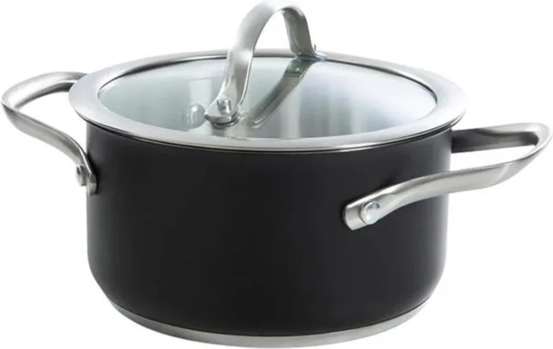 Kookpan Purity Black - ø 16 cm / 1.5 Liter - Zonder anti-aanbaklaag by BK in Silver – product photo
