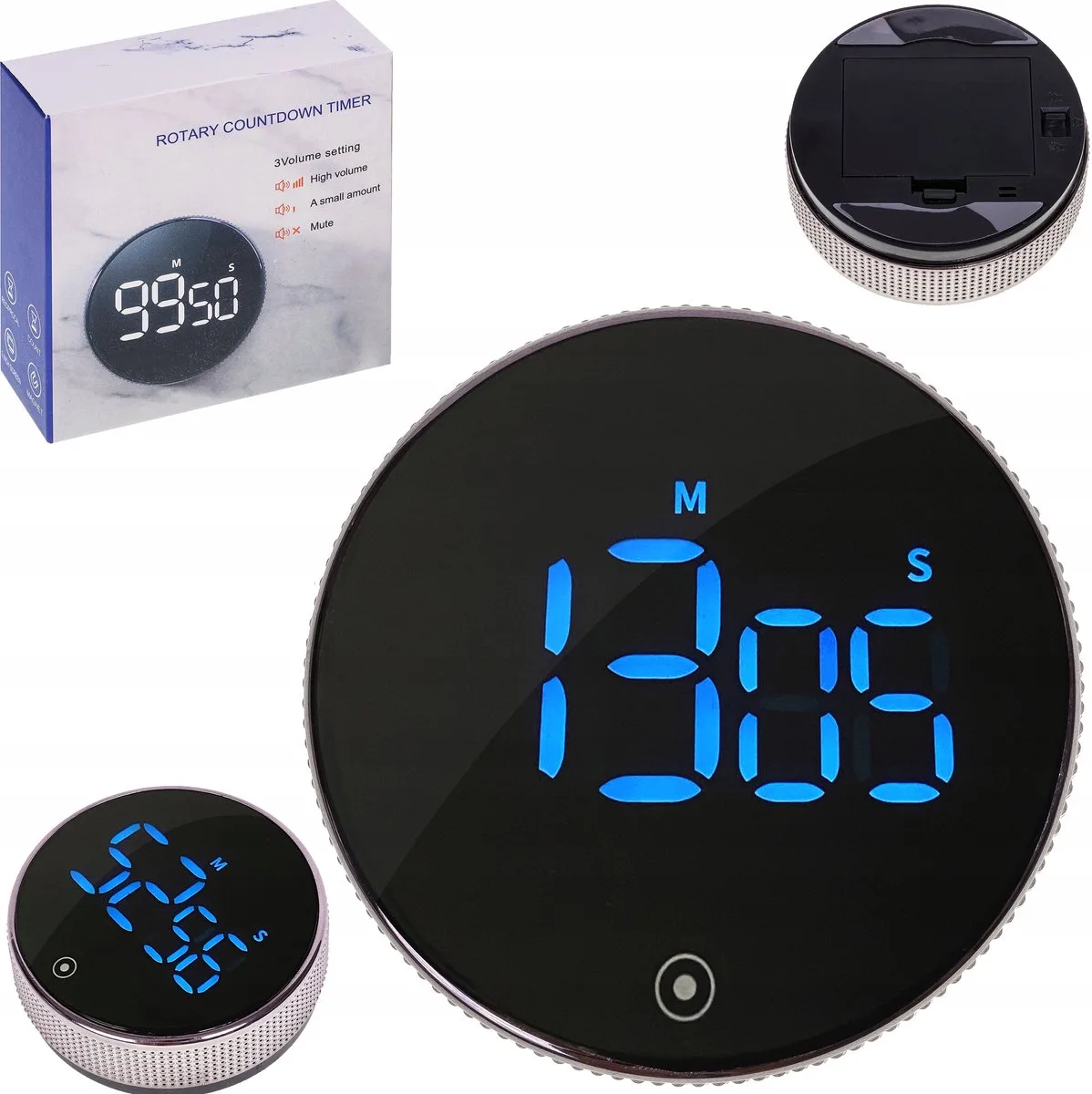 Magnetische Keukentimer - Groot LED Display - Zwart - Magnetische Bevestiging von BK in Silber – Produktfoto