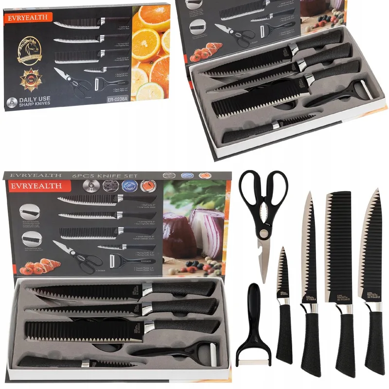 Messenset - 6-delig - Roestvrijstalen - Ergonomische Handgrepen - Vaatwasserbestendig by BK in Black – product photo