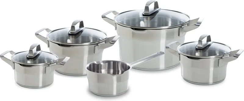 Premium+ Pannenset - 5 delig - Veilig afgietsysteem by BK in Silver – product photo