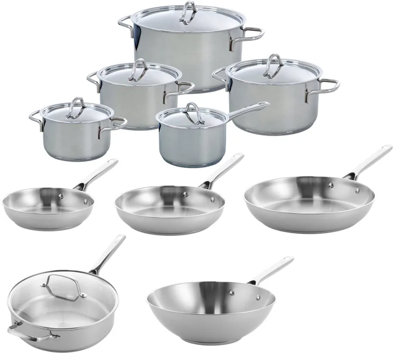 Profiline 5pcs set + BK Sparkling frypan 20/24/28 cm + Wokpan + Hapjespan (10pcs set) von BK in Silber – Produktfoto