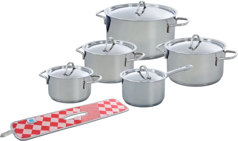 Profiline Kookpannenset 5-delig - 16/18/20/24cm - Zonder antikleeflaag - Pannenset inductie - RVS pannenset - Ovenbestendig tot 230°C - Met RVS deksel - Met afgiethulp de BK en Argent – photo produit