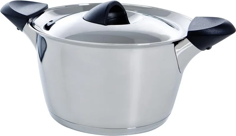 Q-linair Classic Kookpan 20cm met deksel - Zonder PFAS-vrije antikleeflaag -Inductie Kookpan - Kookpan RVS - Ovenbestendig tot 230°C - Zilver de BK en Gris – photo produit