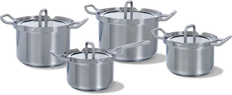 Q-linair Master Glas Pannenset 4-delig by BK in Silver_colored_matt – product photo