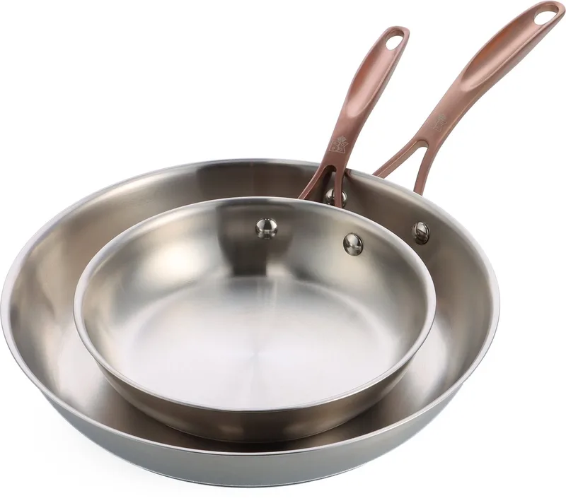 Rose Koekenpannenset 2-delig - 20/28cm - Zonder PFAS-vrije antikleeflaag - Koekenpan inductie - RVS bakpan - Ovenbestendig tot 200°C - Zilver von BK in Silber – Produktfoto