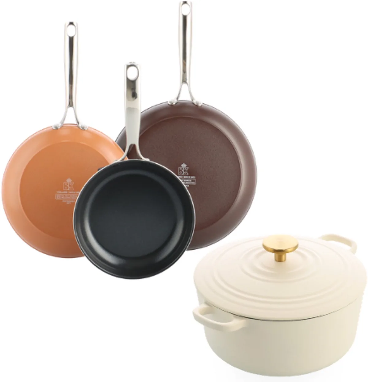 Sky Koekenpannenset 3-delig - 20/24/28cm - Bourgogne Braadpan 24cm/4.2L - PFAS vrije antikleeflaag - Inductie pannenset - Keramische pannenset - Ovenbestendig tot 220°C - RVS handgrepen van BK in Terra – productfoto