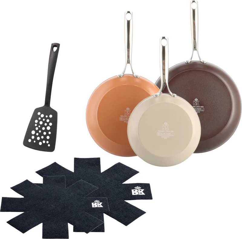 Sky Natural 3-delige koekenpannenset 20+24+28 cm met nylon spatel en panbeschermers by BK in Multicolour – product photo