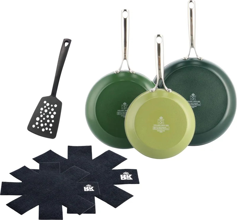 Sky Verde 3-delige koekenpannenset 20+24+28cm met nylon spatel en pan protectors von BK in Mehrfarbig – Produktfoto
