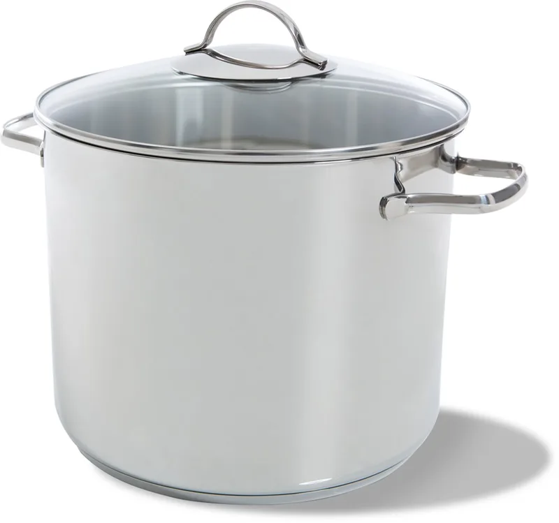 Soeppan 26cm - 11L - Zonder PFAS-vrije antikleeflaag - Inductie kookpan - RVS kookpan - Ovenbestendig tot 230°C - Met glazen deksel - Zilver de BK en Silver_colored_gloss – photo produit