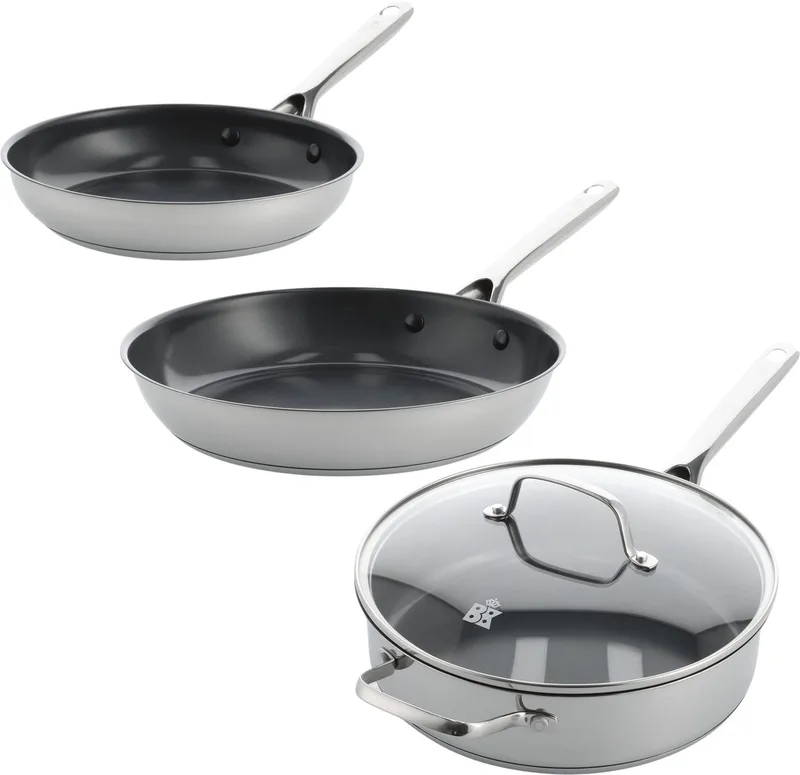 Sparkling coated 3pc ( 24+28+Hapjespan 26cm) by BK in Silver – product photo