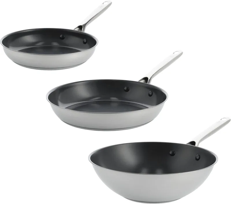 Sparkling coated 3pc ( 24+28+Wok) by BK in Silver – product photo
