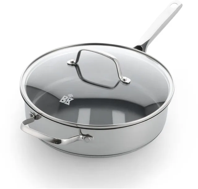 Sparkling Hapjespan met deksel 28cm – 3.6L – PFAS-vrije antikleeflaag – Hapjespan inductie – Keramische pan - Ovenbestendig tot 220°C - RVS handgreep - Met glazen deksel - Zilver