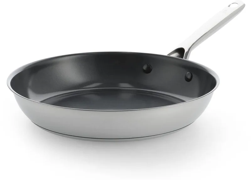 Sparkling Koekenpan 28cm - PFAS-vrije antikleeflaag - Koekenpan inductie - Keramische koekenpan - Ovenbestendig tot 220°C - RVS handgreep - Zilver by BK in Silver – product photo