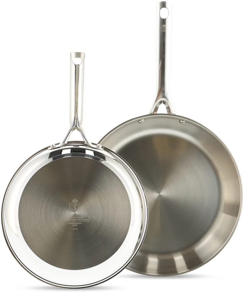 Sparkling Uncoated Koekenpannenset 2-delig - 24/28cm - Zonder antikleeflaag - Koekenpan inductie - RVS pannenset - RVS handgreep - Ovenbestendig tot 230°C - Zilver fra BK i Sølv – produktbillede