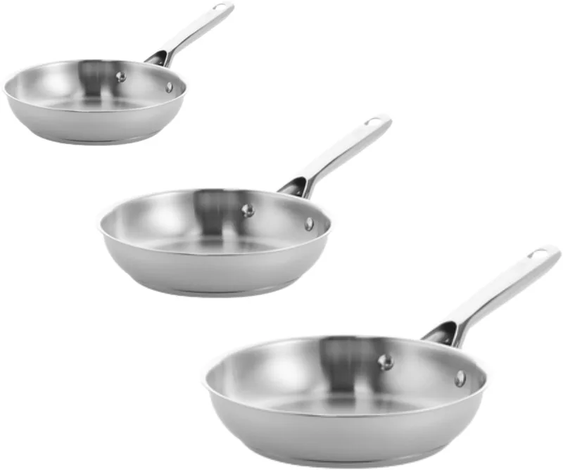 Sparkling Uncoated Koekenpannenset 3-delig - 20/24/28 cm - Zonder antikleeflaag - Inductie pannenset - RVS - Ovenbestendig tot 230°C - Zilver van BK in Zilver – productfoto