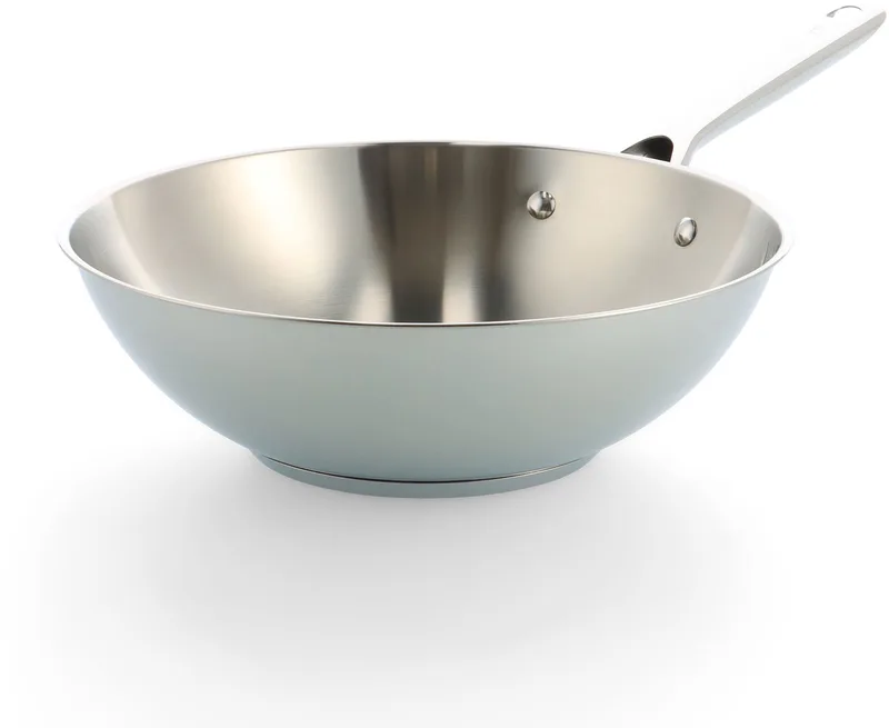 Sparkling Uncoated Wokpan 28cm – 4.2L – Zonder antikleeflaag – Wokpan inductie – RVS pan - Ovenbestendig tot 230°C - RVS handgreep - Zonder deksel - Zilver von BK in Silber – Produktfoto