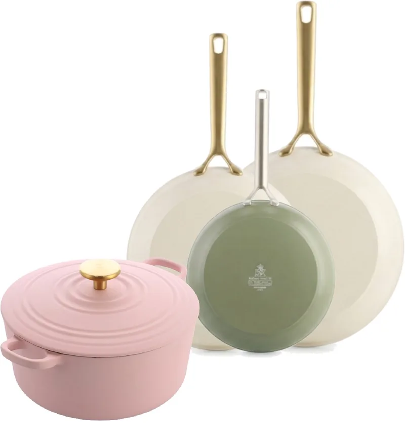 Sublime 4-delige Strawberry Matcha pannenset - 20/24/28cm koekenpannen met braadpan fra BK i Cream_white – produktbillede