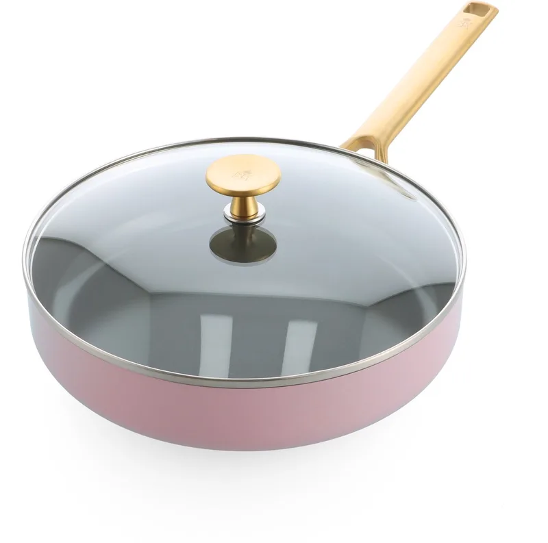 Sublime Hapjespan 28cm met deksel - 3.6L - PFAS-vrije antikleeflaag - Hapjespan inductie - Keramische pan -Ovenbestendig tot 220°C - Met glazen deksel - Roze by BK in Blush_pink – product photo
