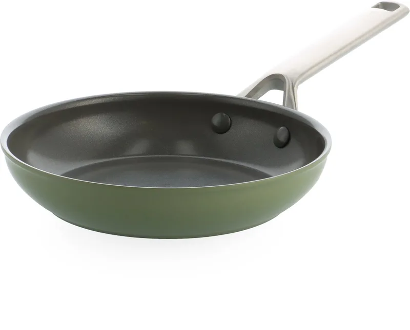 Sublime Koekenpan 20cm - PFAS-vrije antikleeflaag - Koekenpan inductie - Keramische koekenpan - Ovenbestendig tot 220°C - Gouden stainless steel handgreep - Olijfgroen de BK en Vert – photo produit