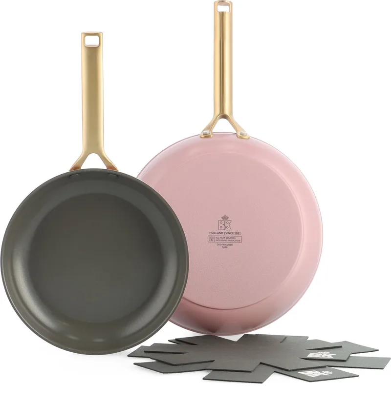 Sublime Koekenpannenset 2-delig - 24/28cm - PFAS-vrije antikleeflaag - Pannenset inductie - Keramische pan - Ovenbestendig tot 220°C - Roze från BK i Blush_pink – produktbild