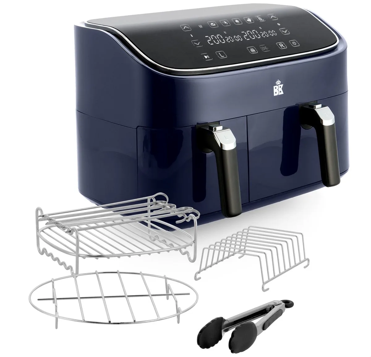 Supreme XXXL Airfryer 9L - PFAS vrij - dubbele mand 3L + 6L - met 4-delige grillset von BK in Dark_navy – Produktfoto