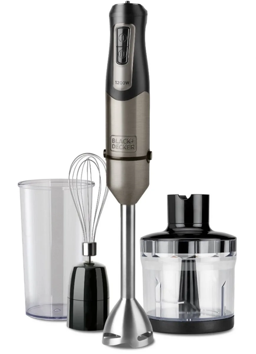 BXHBA1200E - Staafmixer 1200 W - 20 snelheden - Met hakmolen, garde en maatbeker - Zwart/RVS de Black+Decker en Noir – photo produit