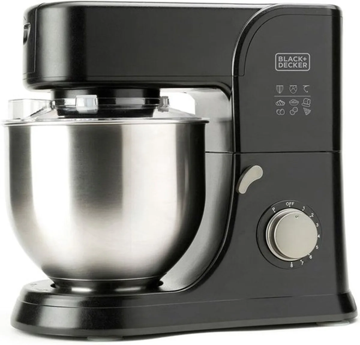 BXKM1001E - Keukenmixer 1000 W - RVS mengkom 5,2 liter - 8 snelheden - Garde, menghaak en deeghaak de Black+Decker en Noir – photo produit