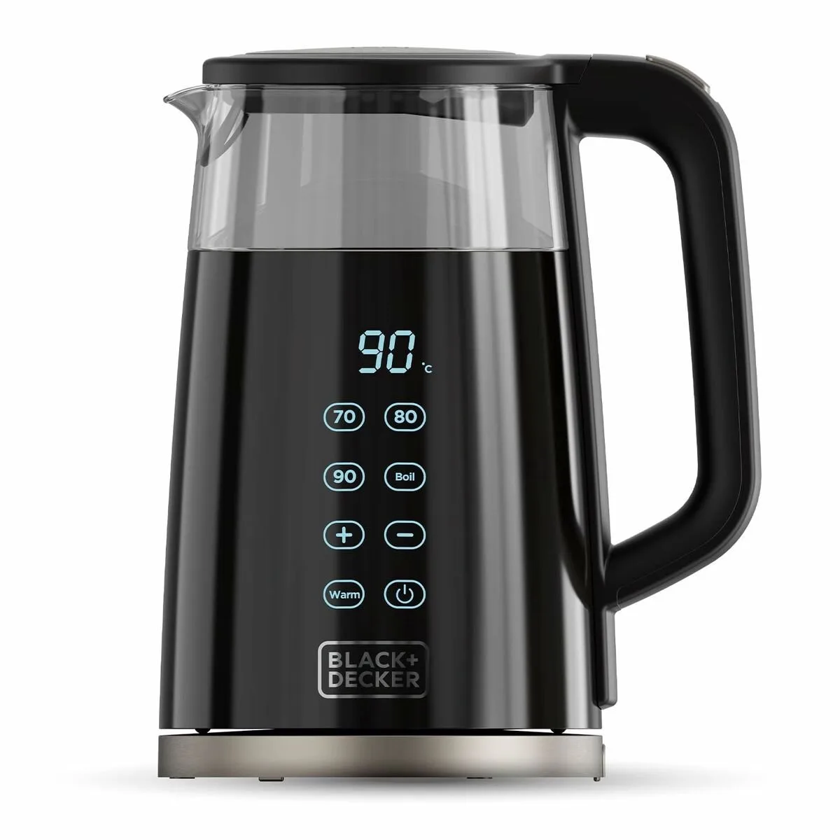 Elektrische Waterkoker BXKE2206E | 2200W | 1,7L Capaciteit | 7 Temperatuurniveaus | Glas met Dubbele Wandisolatie | 360º Draaibare Basis | Auto-Off | Verwijderbaar Filter fra Black+Decker i Sort – produktbillede