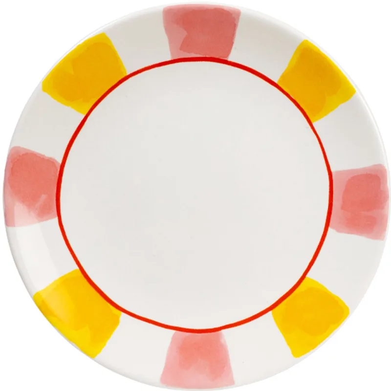 Even Bijkletsen Everyday Stripes: bord 22 cm by Blond Amsterdam in Pink, Yellow – product photo