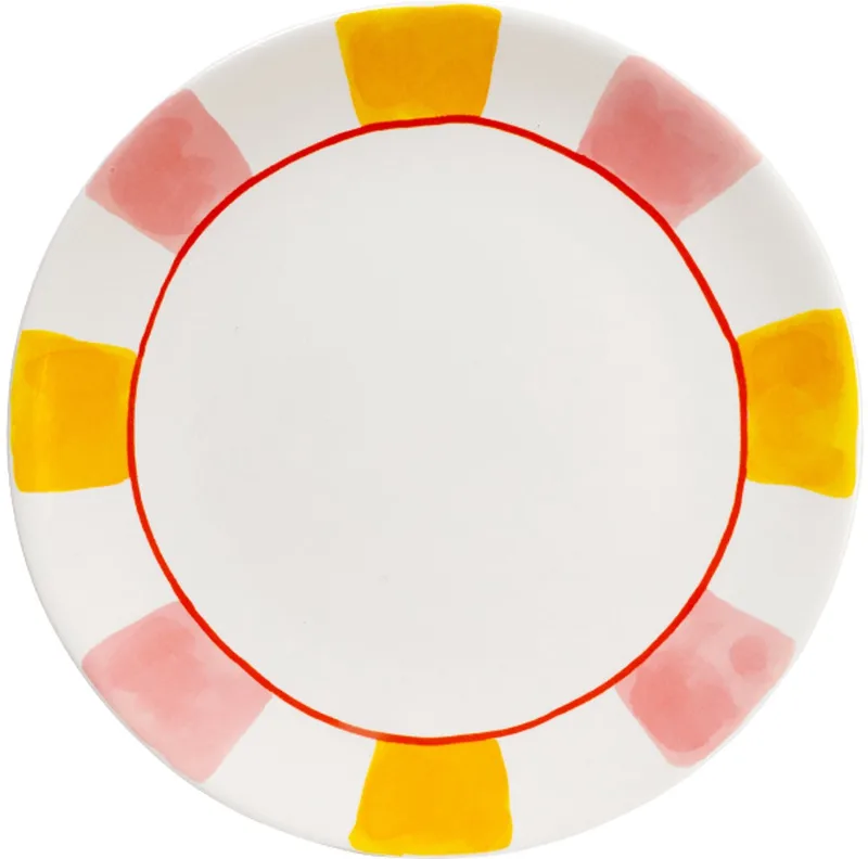 Even Bijkletsen Everyday Stripes: bord 26 cm by Blond Amsterdam in Pink, Yellow – product photo