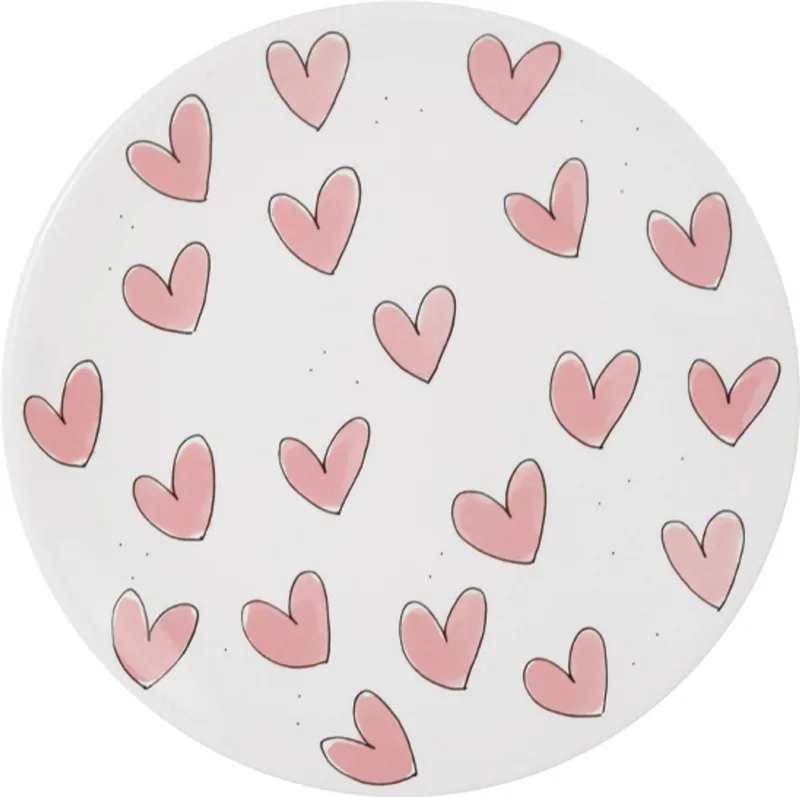 Even Bijkletsen, Pink: Bord 22 cm Hearts by Blond Amsterdam in Multicolour – product photo