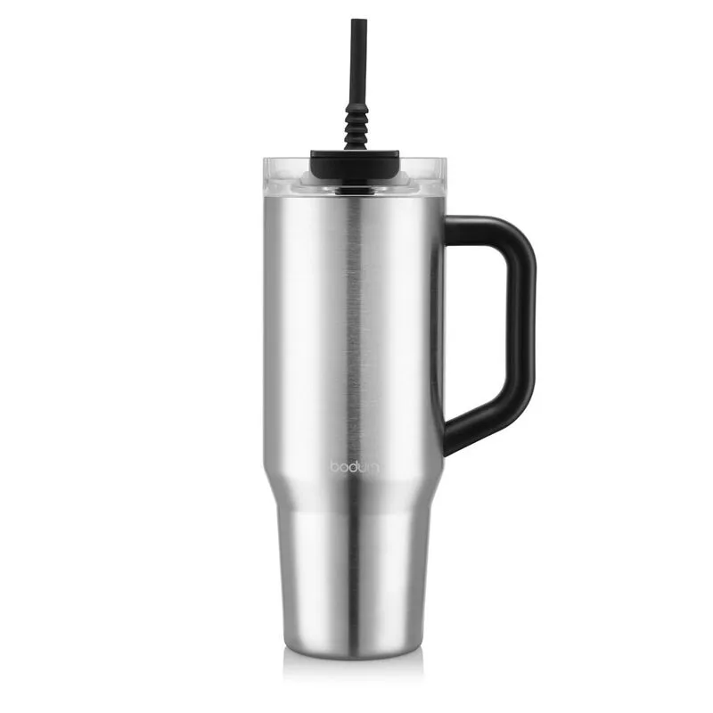 Reisebecher Tumbler 1,2 L Elegantes Silber - mit Strohhalm, Griff und Deckel van Bodum – productfoto