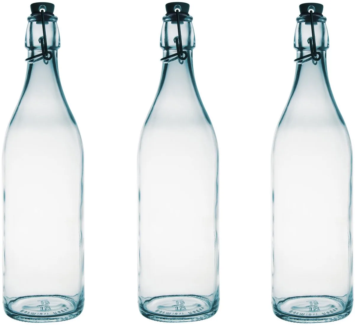 beugelfles/weckfles - 10x - glas - 1 liter - Waterflessen/Karaffen van Bormioli Rocco in Transparant – productfoto